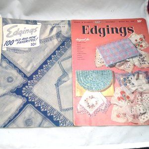 2 vintsage crochet pattern books edgings Clarks 1945 aprons